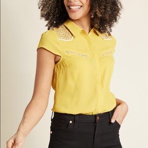 ModCloth Western Whimsy Button-Up Top, S